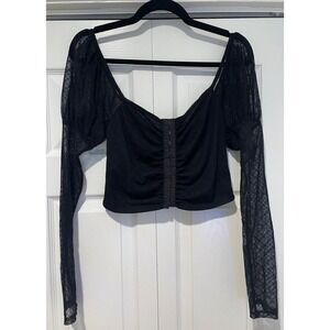 Painted Threads Womens Sheer Lace Milkmaid Top Size M Corset Dark Fairy Romantic